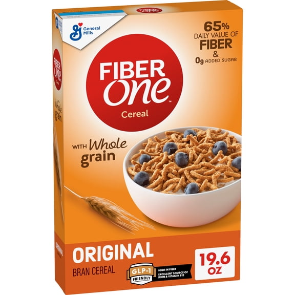 Fiber One Cereal, Original Bran, High Fiber Cereal Made with Whole Grain, 19.6 oz