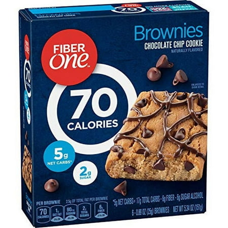 Fiber One Brownies, 70 Calories, 5 Net Carbs, Snacks, Chocolate Chip, 6ct