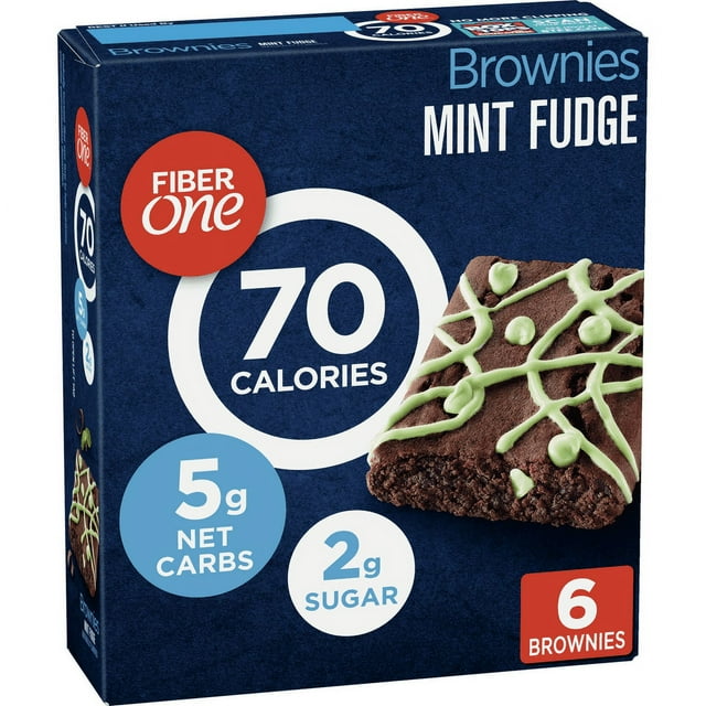 Fiber One Brownies, Mint Fudge, 70 Calorie Bar, 5 Net Carbs, Snacks, 6