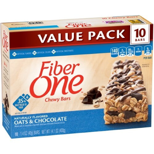 Fiber One Chewy Bars, Oats & Chocolate, Fiber Snacks (Pack of 36)