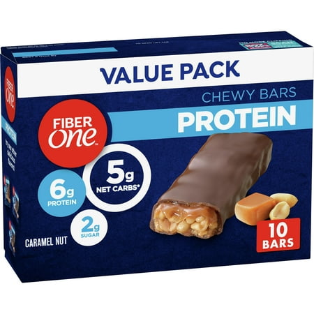 Fiber One Chewy Protein Bars, Caramel Nut, Protein Snacks, 10 ct