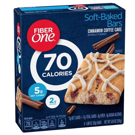 Fiber One Cinnamon Coffee Cake Bars 5.34 oz (Pack of 8)