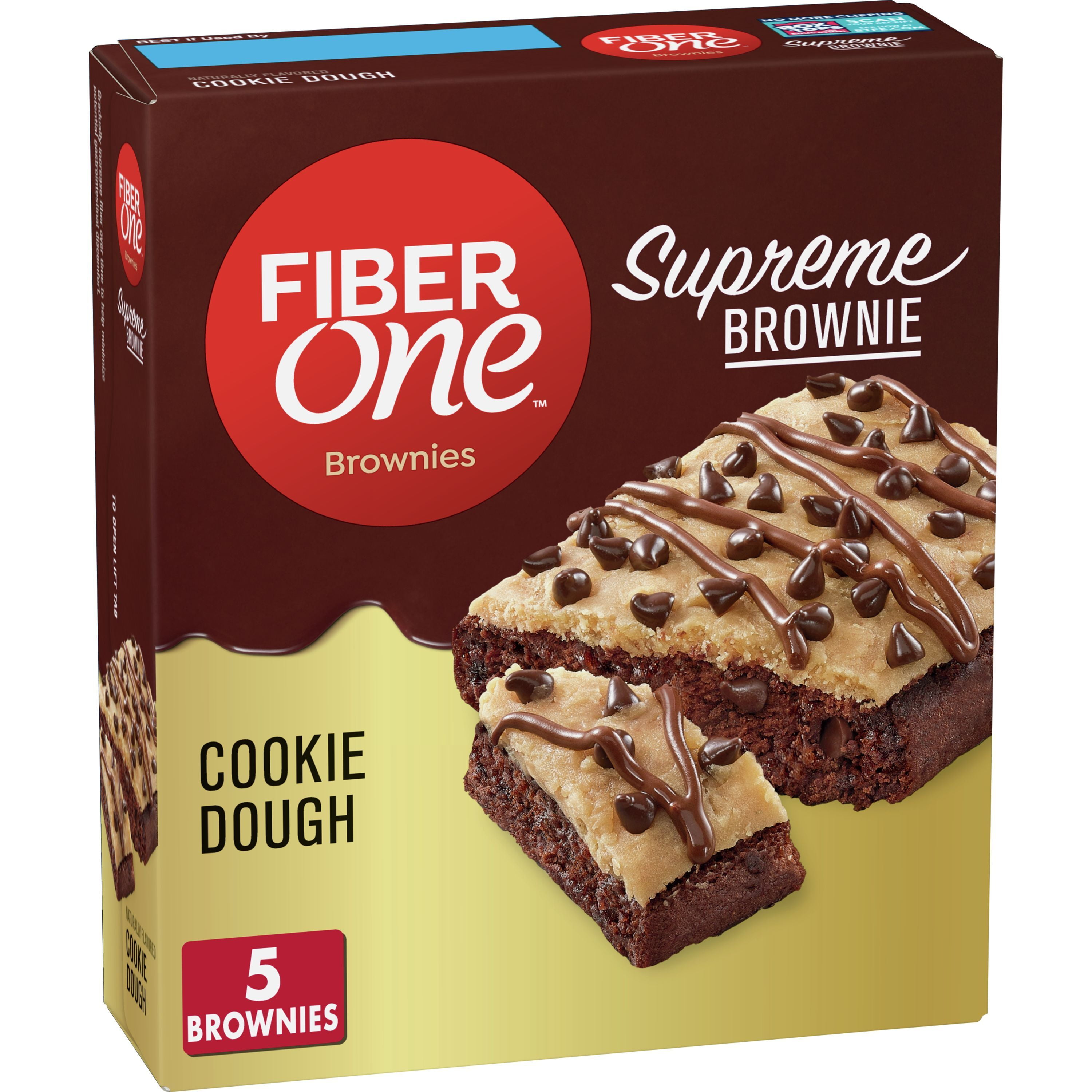 Fiber One Supreme Brownies, Cookie Dough, Snack Bars, 1.13 oz, 5 ct