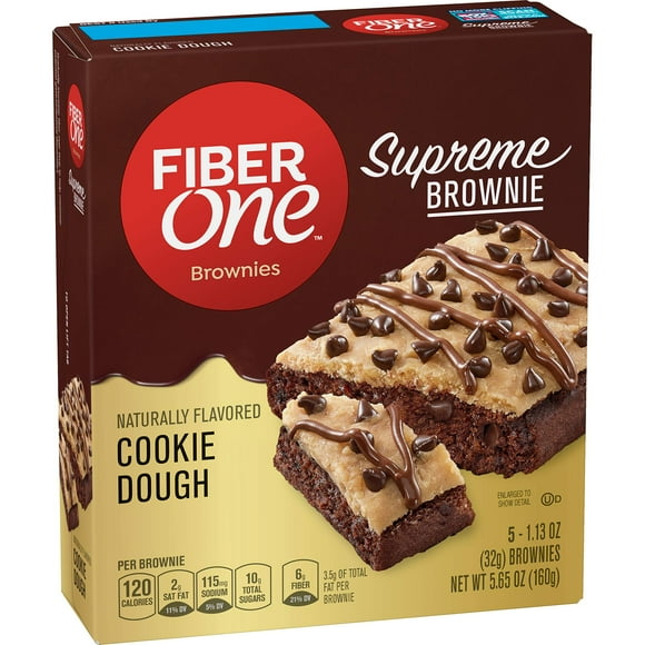Fiber One Supreme Brownies, DHF10Cookie Dough, Snack Bars, 1.13 oz, 5 ct
