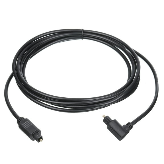 Fiber Optic Audio Cable 90 Degree Digital Optic Cable 7.8FT TOS Optical Link Plastic for TV DVD Black