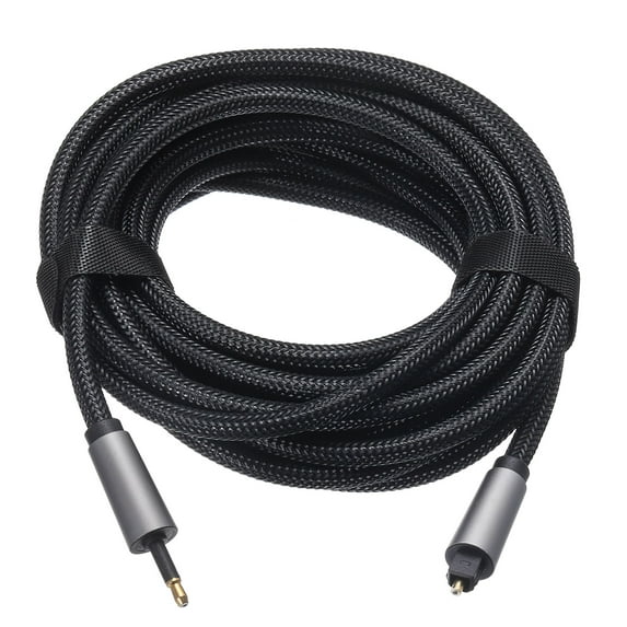 Fiber Optic Audio Cable Braided Digital Audio Optic Cable Nylon Metal Shell 16.4Ft For Home Black