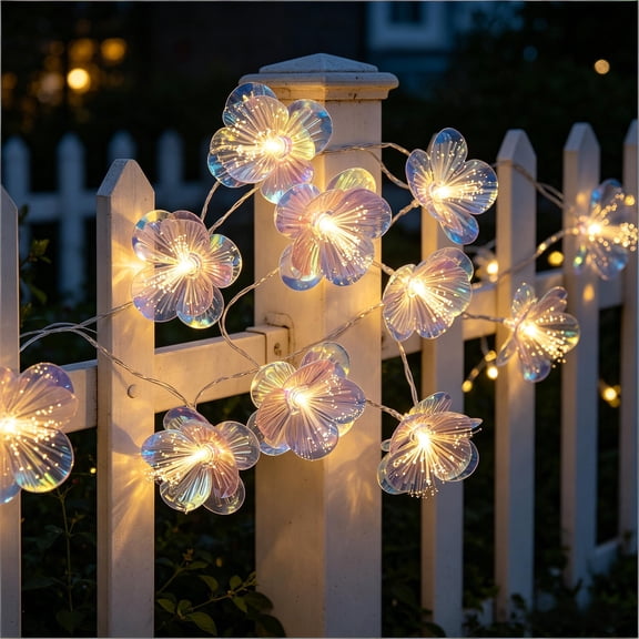 Fiber Optic Flower String Lights,LED Flower Garland Lights Fairy Lights for Room Table Wedding,Battery PowerHousewarming Decor For Wall Table Centerpieces Fence,Party Room Garden Decor