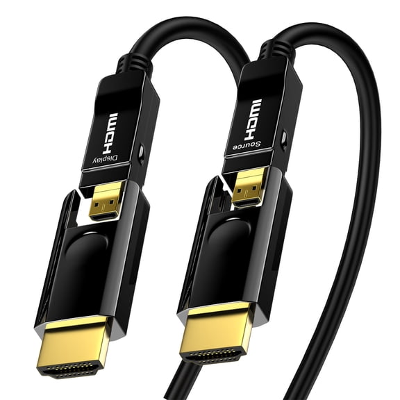 Fiber Optic HDMI Cable, 8K Ultra HD, Micro D-D to Mini HDMI, Easy Wall Tube Running, for Camera and Home Projector Installation