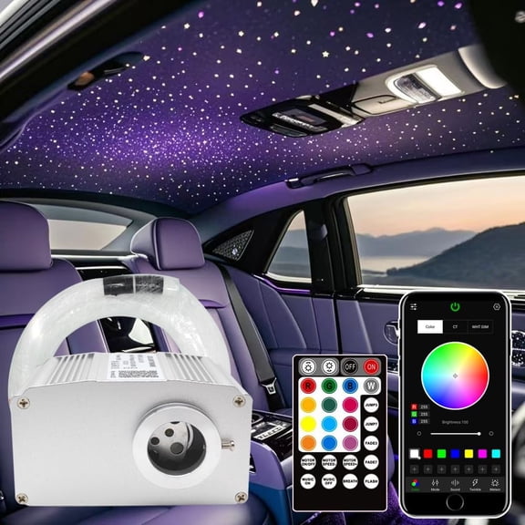 Fiber Optic Lights Starlight Headliner Twinkle for   Indoor   Ceiling Lights Kit Twinkling Music Sync 10W RGBW APP/Remote Optical Fiber  300 Strands 0.03in 6.5ft