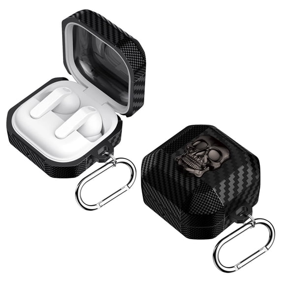 Fiber Patterns Case for Samsung Galaxy Buds 4 / Buds 4 Pro Rugged Shockproof Cover with Skull Switch and Carabiner