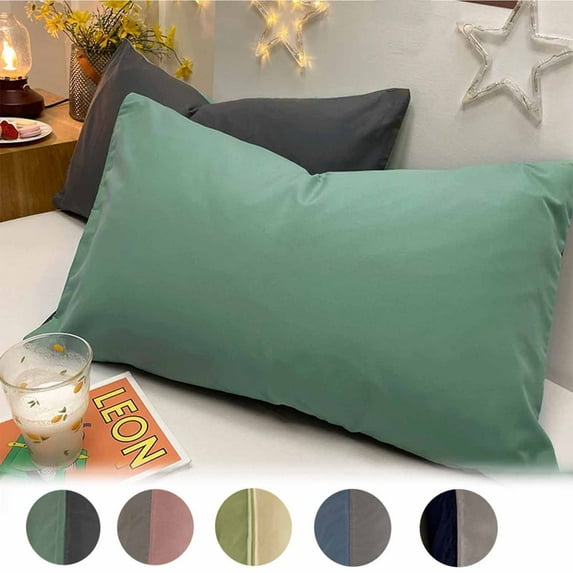 Fiber Pillow Core Isolation Pillowcase | Polyester Protective Cover | Breathable Oil-Proof Skin-Friendly | Durable Fade-Resistant | 2-Pack | 48x74cm | Blue Green Gray Pink Options