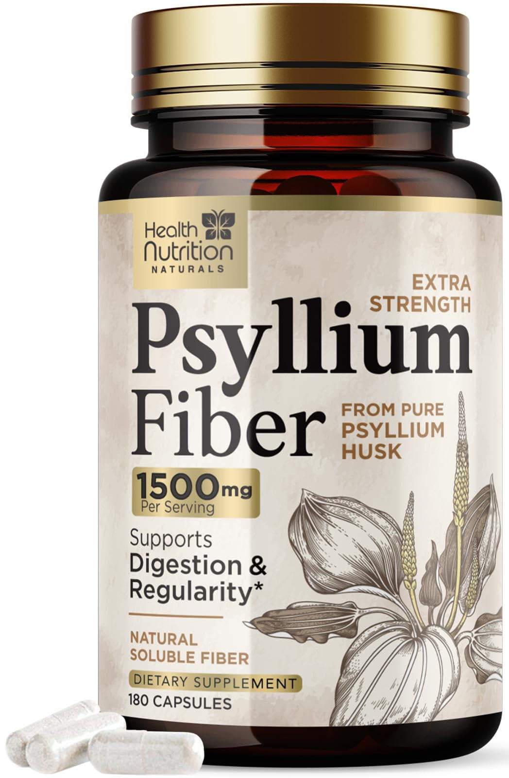 Fiber Supplement, 1500mg Psyllium Husk High Absorption Psyllium Husk