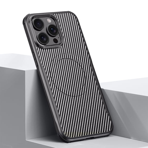 Fiber Texture Case for iPhone 13 Pro Max, Kevlar Aramid Fiber Texture Magnetic Case, Shockproof Protective Back Cover Mag-Safe Wireless Charging Phone Case for iPhone 13 Pro Max, Silver
