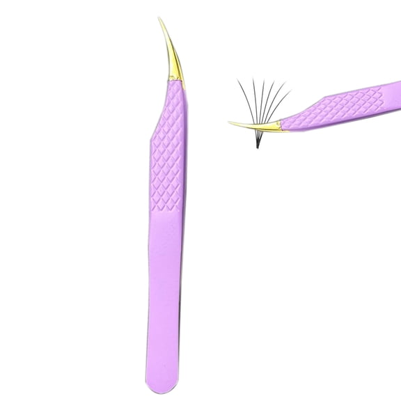 Fiber Tip Lash Tweezers,Non-Slip Tip Volume for Mega Volume Curved Boot Angled Tips Eyelash Tweezers For Fans Lash Applicator Tool