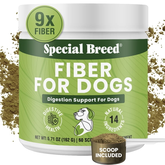 Fiber for Dogs 9X Fiber Power - Digestive Supplement Powder with 14 Natural Ingredients Supports Firm Stools & Gut Health Treatment 60 Scoops