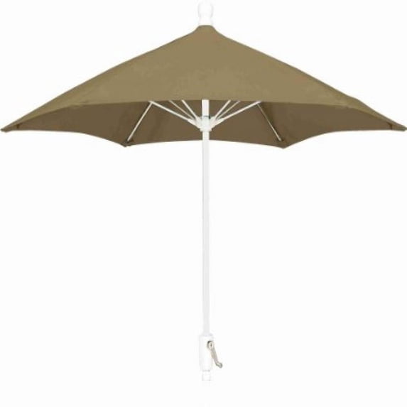7.5 Hex Home Patio Umbrella 6 Rib Crank White with Beige spun acrylic canopy