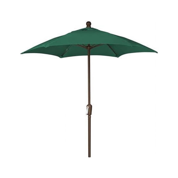 FiberBuilt Home 7TCRCB-Forest Green 7.5 ft. Hex 6 Rib Crank Champagne Bronze with Forest Green Solution Dyed Acrylic Canopy Terrace Umbrella