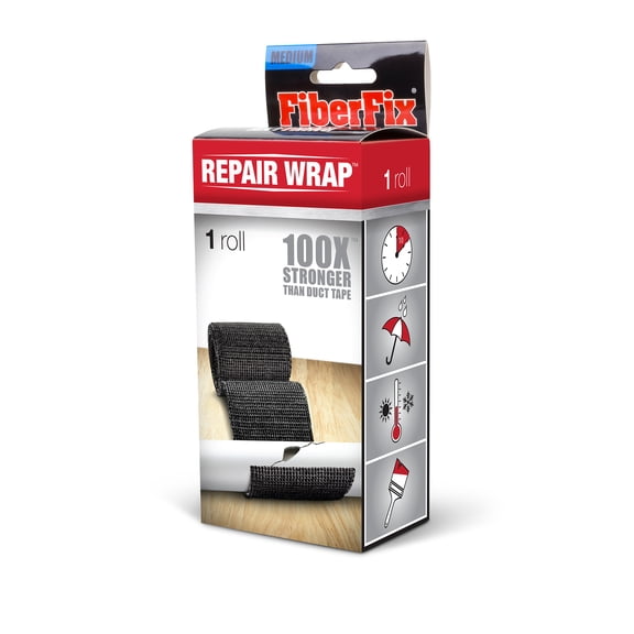 FiberFix Permanent Waterproof Repair Wrap Roll, Black, Medium, 2" x 50"