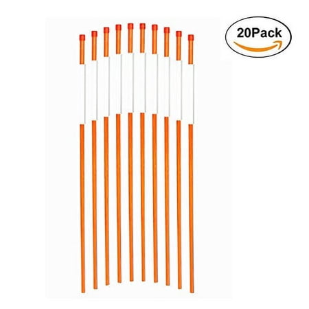 FiberMarker 36-Inch Reflective Driveway Markers Driveway Poles for Easy Visibility at Night 0.27 Inch Diameter Orange, 20 Pack
