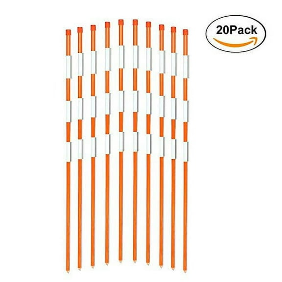 FiberMarker 72-Inch Reflective Driveway Markers Driveway Poles for Easy Visibility at Night 1/4Inch Diameter Orange 20pack