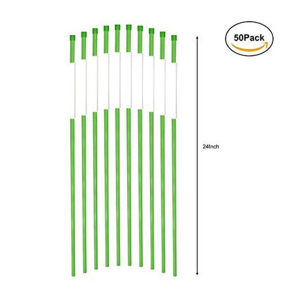 FiberMarker 72-Inch Reflective Driveway Markers Driveway Poles for Easy Visibility at Night 5/16 Inch Diameter Green, 50 Pack