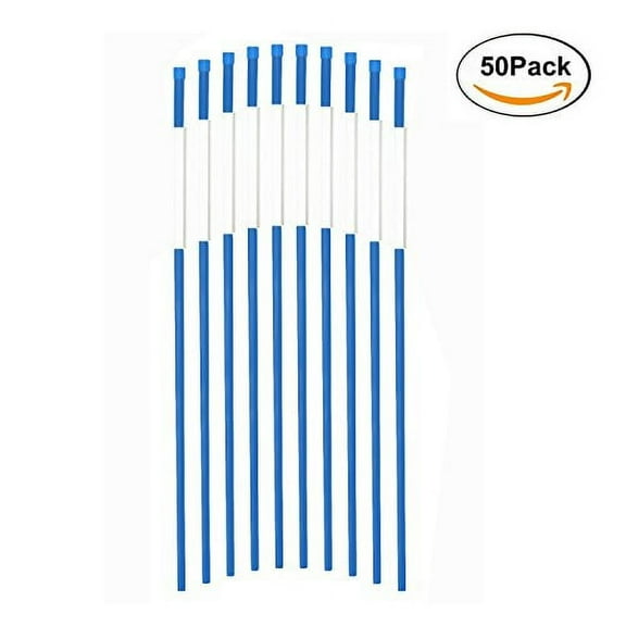 FiberMarker Reflective Driveway Markers 72-Inch Blue 50-Pack 5/16-Inch Dia Soild Driveway Poles for Easy Visibility at Night