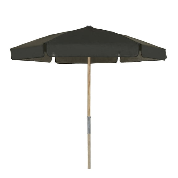 Fiberbuilt Home 7BPU-6R-WDO-TX-Black 7.5 ft. Hex Beach Umbrella 6 Rib Push Up Natural Oak with Black Vinyl Coated Weave Canopy