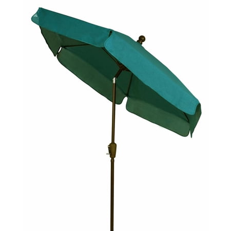 7.5 Hex Home Garden Tilt Umbrella 6 Rib Crank Champagne Bronze with Forest Green Vinyl Coated Weave Canopy