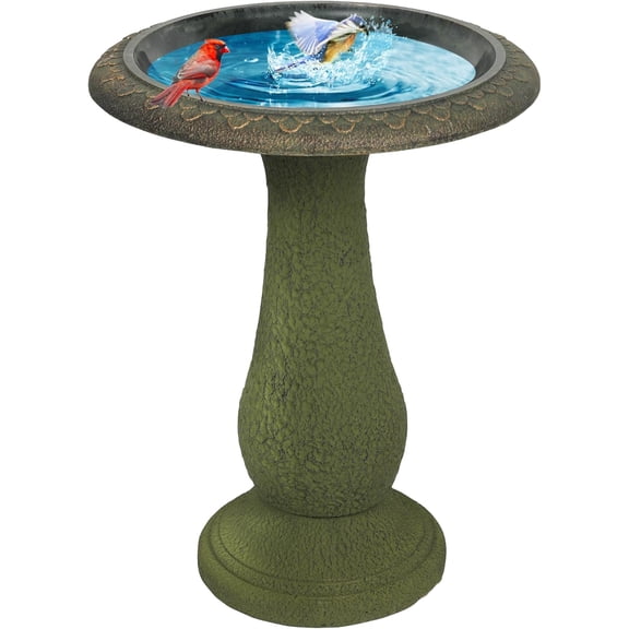 Solution4Patio Fiberclay Outdoor Bird Bath, Weather-Resistant Garden Decor with Non-Slip Basin, Durable Marble-Look Bird Baths for Outdoors, Easy-Clean Birdbath for Outside for Lawn Yard Garden