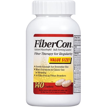 Fibercon Fiber Therapy Caplets For Regularity - 140 Ea, 6 Pack