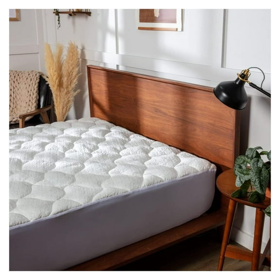 Fiberfill Pillow Top Mattress Topper Pad Overstuffed Premium Support - Quilted Pillow Top - Deep Pockets for Secured Fit (Rayon from Bamboo, Queen)