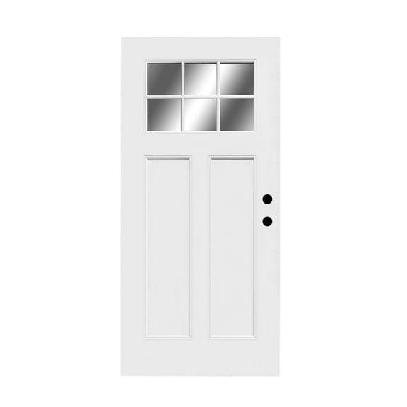 Fiberglass Entry Door Slab, 36'' X 80" 6-Lite Low-E Glass Door Slab, White Primed, Left Hand Inswing
