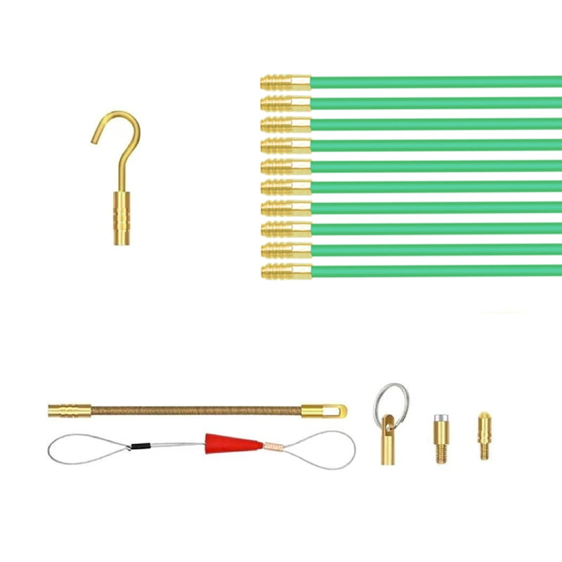 electrical wire fishing pole KOOTANS 11FT Fiberglass Running Cable Glow Rods Wire Pulling Tools Fish Tape Cable Puller Through Wall Snake Fish Rods Kit with and LAN wiring Game-Changer for Wire Pulling? 
