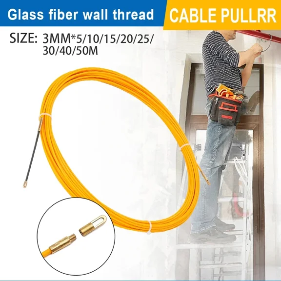 Fiberglass Fish Tape Wire Puller 82Ft Through Wall Electrical Cable Puller Push