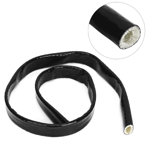 Fiberglass Flame Heat Shield Fuel Hose Protector Sleeve Wrap 0.7 in / 1.9 cm Inner Diameter Black Wire Spark Plug Cable Thermal Cover Tube 3.3 ft / 1.0 m