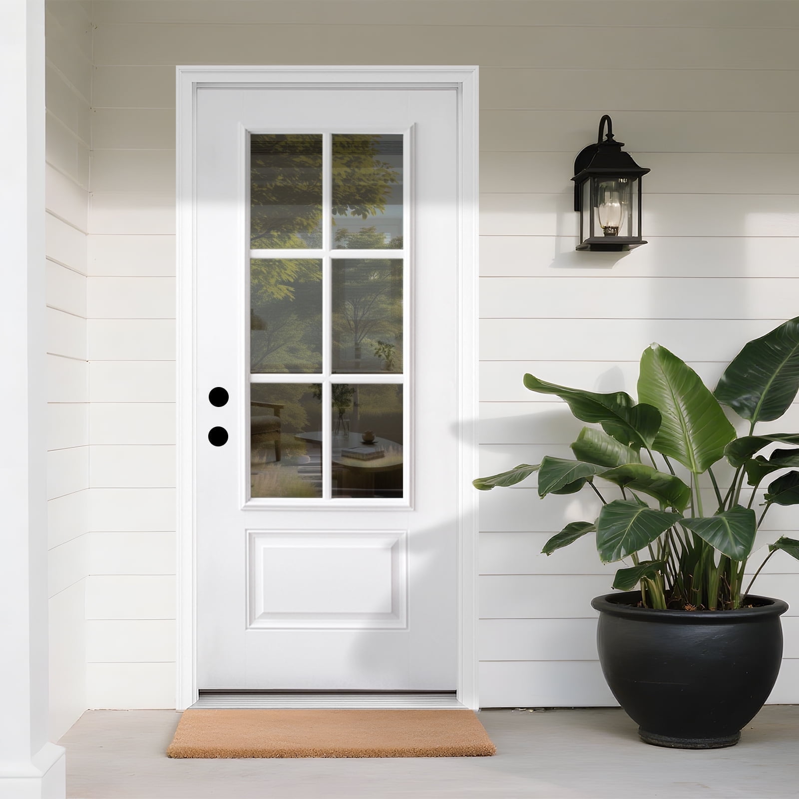Fiberglass Front Door 36"x80",Primed White With Brickmould and Vinyl