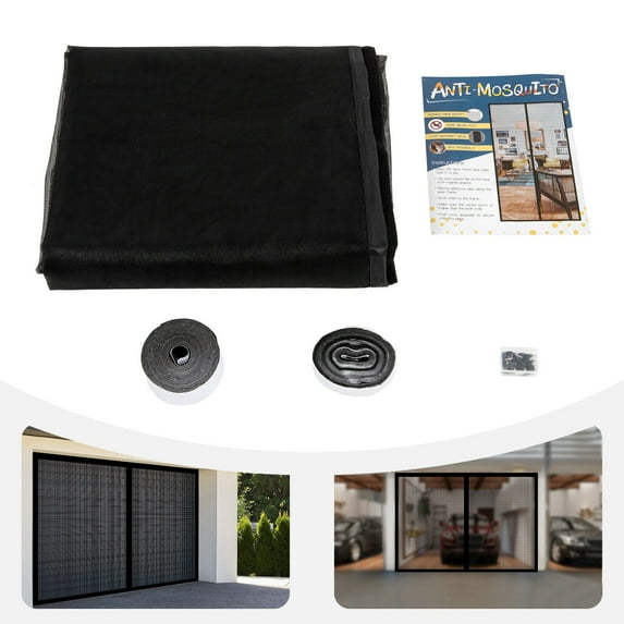 Fiberglass Garage Door Screen Garage Net Weighted Magnetic Bug Mesh 10 x 8 Feet for Front Doors, Back Doors, Interiors