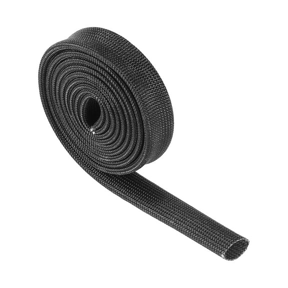 Fiberglass Heat Wire Shield Sleeve Heat High Temp Shield Adjustable 3.2ft 8mm 3/16" Black for Car Wire Loom Protection