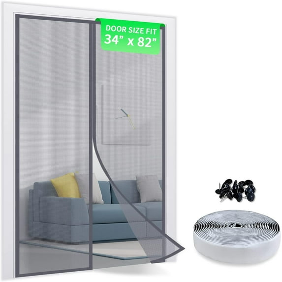 Fiberglass Magnetic Screen Door - Heavy Duty Mesh with Full Frame Hook and Loop Powerful Magnets That Closure Automatically, Door Screen Mesh Net