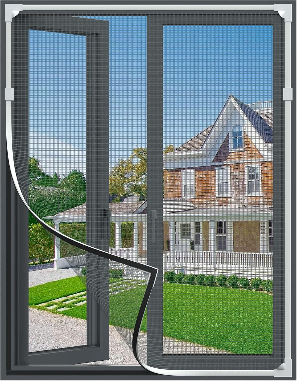 Fiberglass Magnetic Window Screen,DIY Adjustable 59''x39'' Window Mesh ...