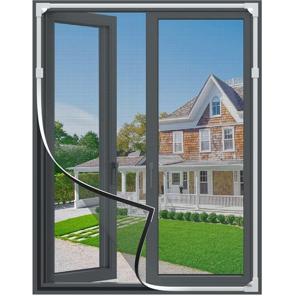 Fiberglass Magnetic Window Screen, DIY Adjustable Window Mesh Screen, Auto Close Window Net Cover, Windows Screen Replacement Kit, Anti Mosquito Windows Mesh Curtain Mesh Partition