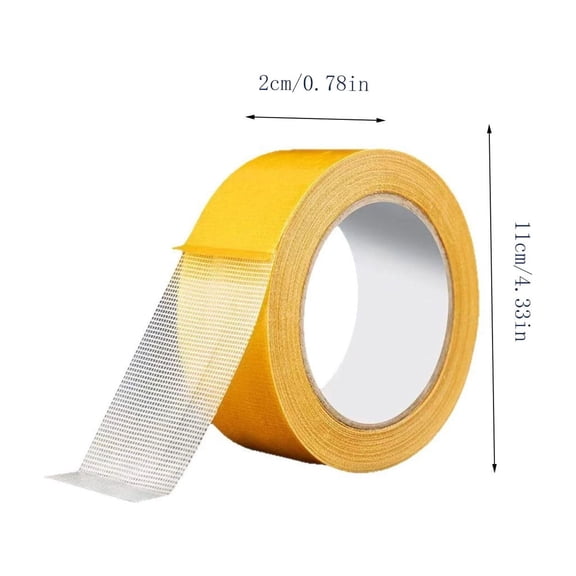 Fiberglass Reinforced Double Sided Mesh Tape Heavy Duty Adhesive Carpet Rug Floor Mounting Tape with Yellow Liner for DIY Home Repair Installation