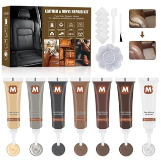 Leather Repair Kit for Furniture, Leather Couch Repair Kit, Vinyl Repair Kit with Mink Oil, Suitable for Sofas, Leather and Car Seats, 7 Colors