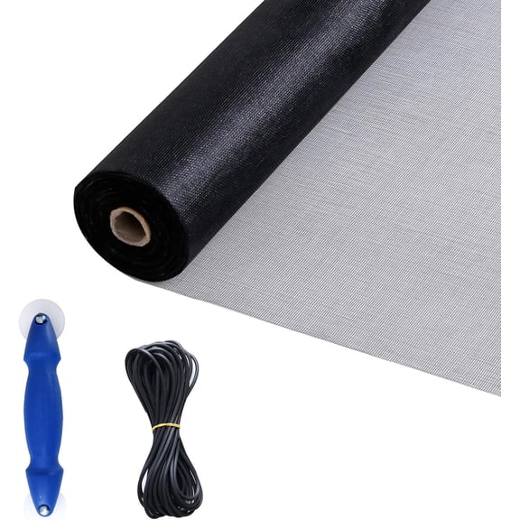 Fiberglass Screen Mesh 36"x84", Doors and Window Screen with Rolling Tools Screen Retainer Spline 0.14"30', DIY Custom