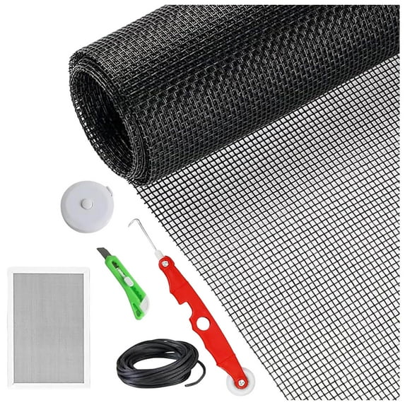 Fiberglass Screen Mesh Roll 39.5" x 157.5" Window Screen Repair Kit Door Screen Replacement Material Ventilated Easy Clean for Home Porch Patio DIY Installation