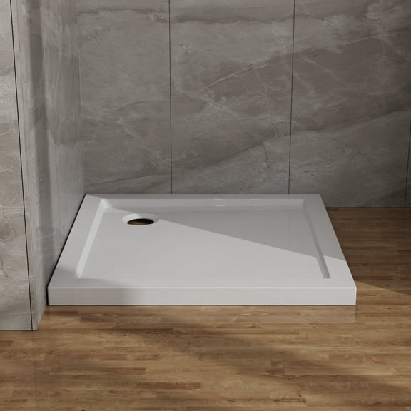 Fiberglass Shower Base Goodyo 32x32 in Shower Base, Centered Drain No Threshold Shower Pan, White,Shower Pan