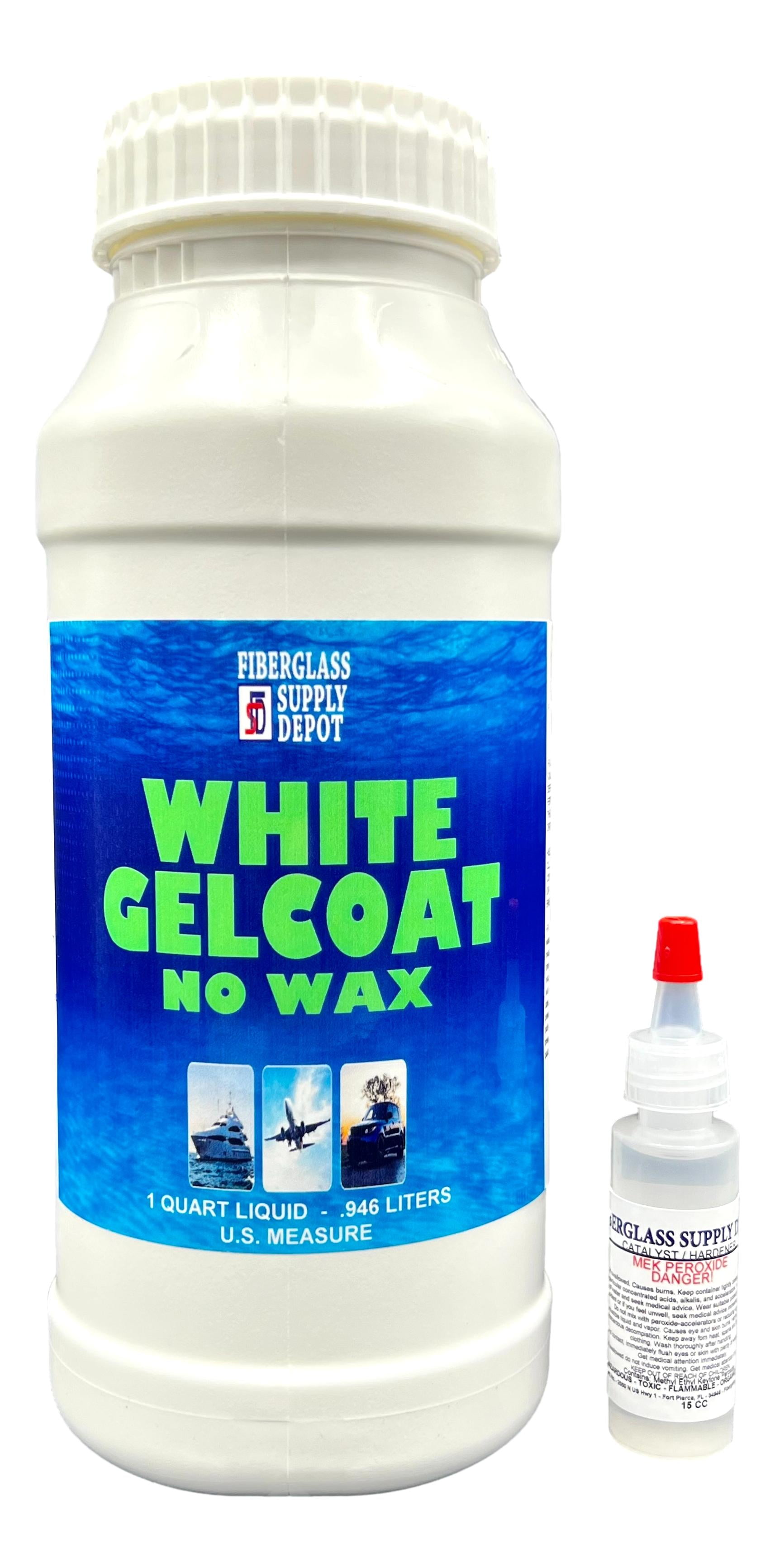 Fiberglass Supply Depot Inc. White Gelcoat - NO Wax - Quart with 15cc Hardener (MEKP)