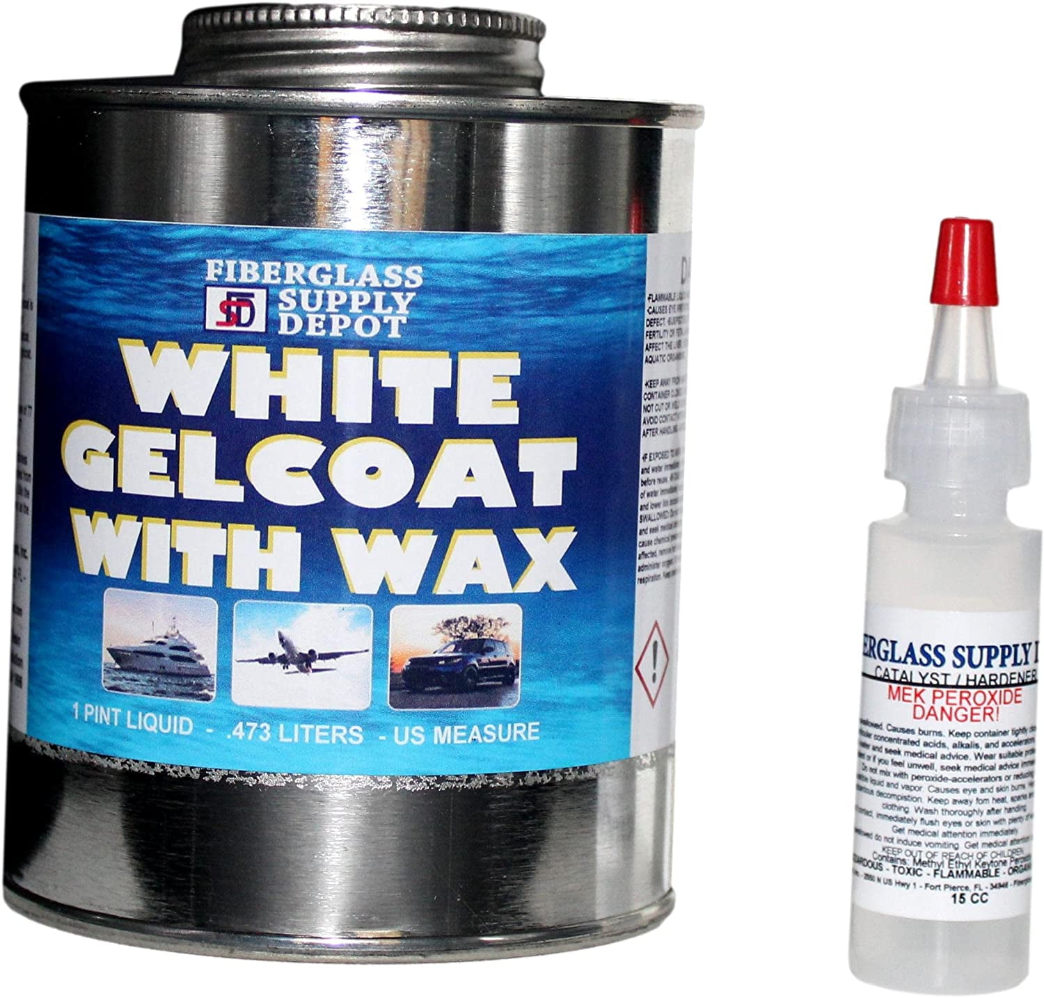 Fiberglass Supply Depot Inc. White Gelcoat with Wax Pint with 15cc