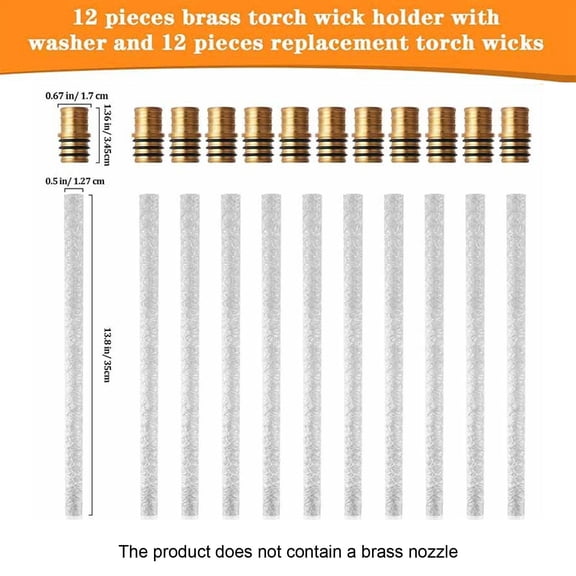 Fiberglass Torch Wicks, 13.78in Long, Fits Tiki Torches Oil Lamps, 10 Pack