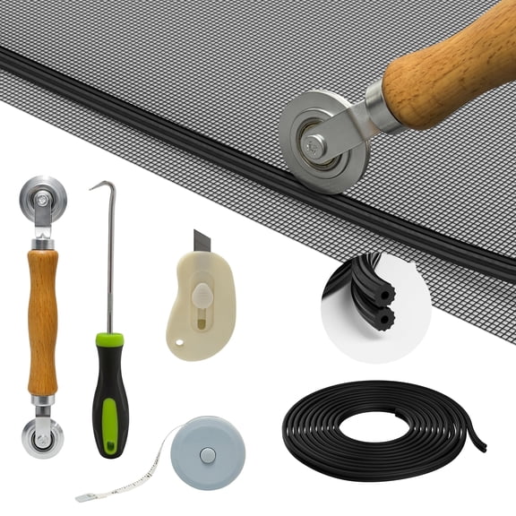 Fiberglass Window & Door Screen Replacement Kit, 6-in-1 DIY Tools
